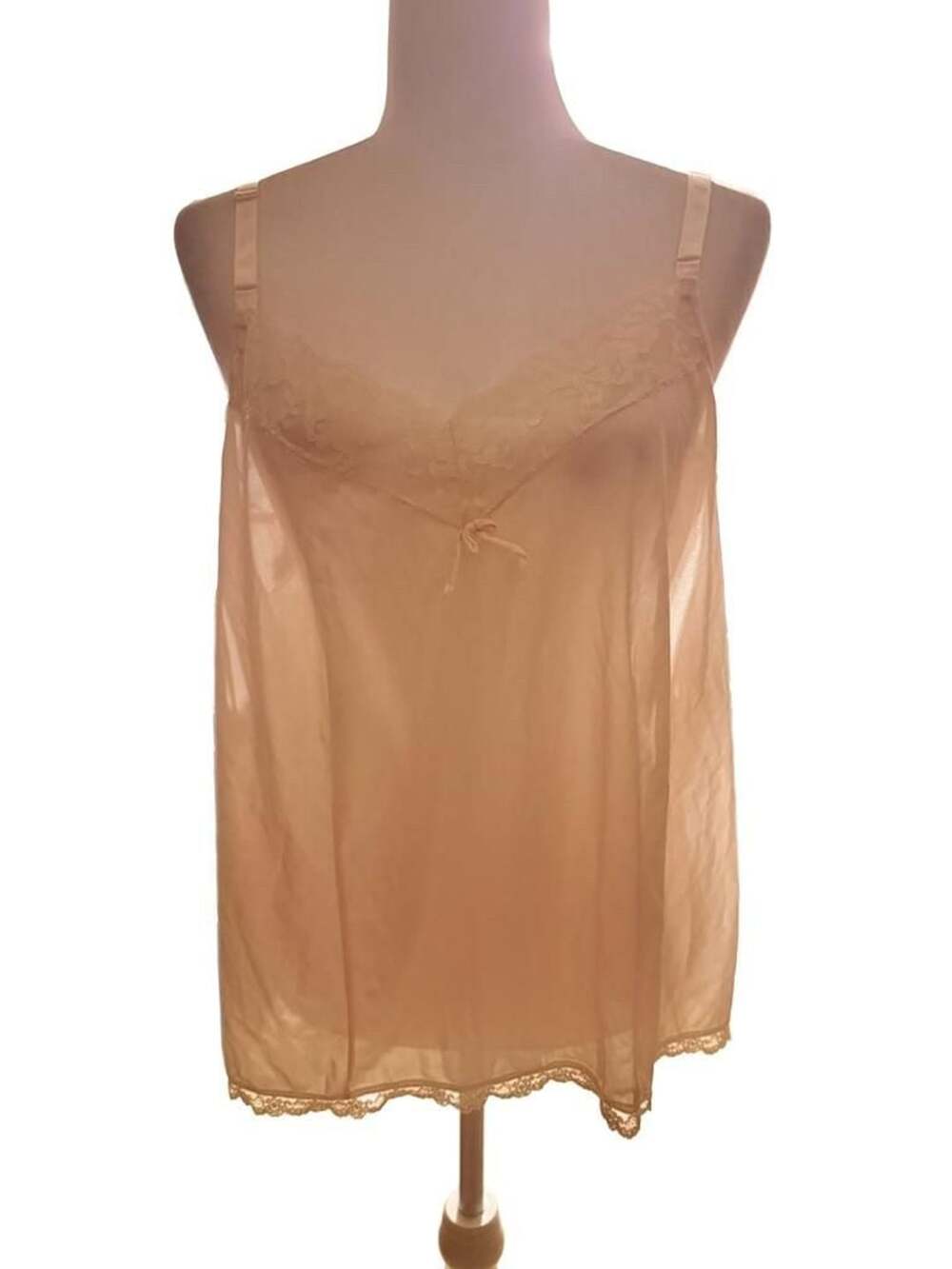 The Custom Collection by Avon Chemise Size L Peach Lace Nightgown Lingerie